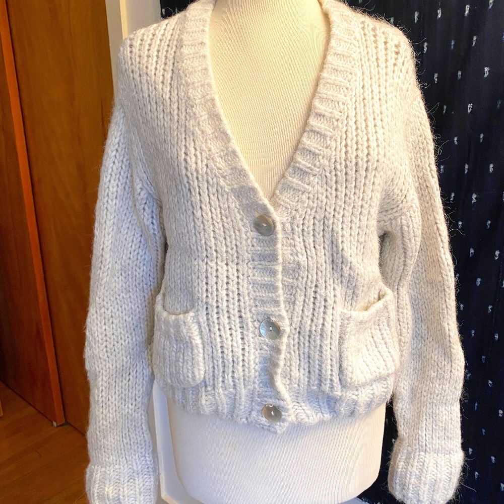 Zara Chunky Knit Cardigan Sweater with Shiny Buttons